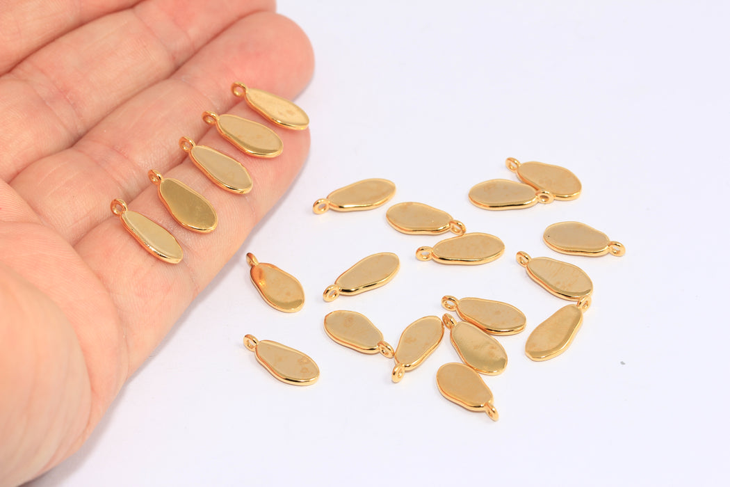 6x12mm 24 Ayar Parlak Altın Damla Disk Boncuklar, Patates Bilezik Takıları, CHK506-8