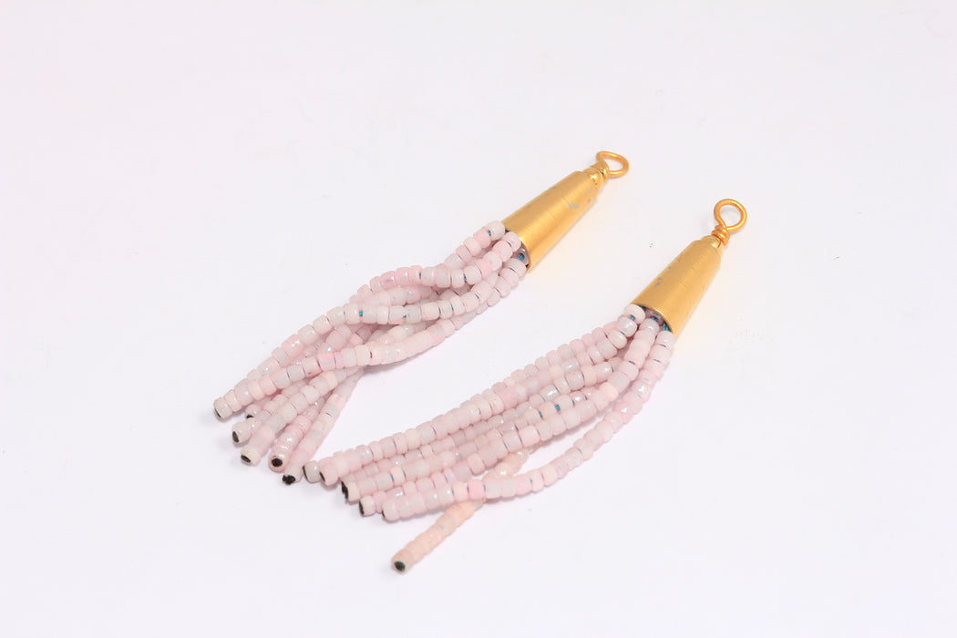Afghan Tassel Earrings, Light Purple Beaded Earrings