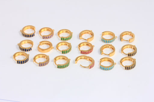 CZ Hoop Earrings, Micro Pave Huggie Hoops