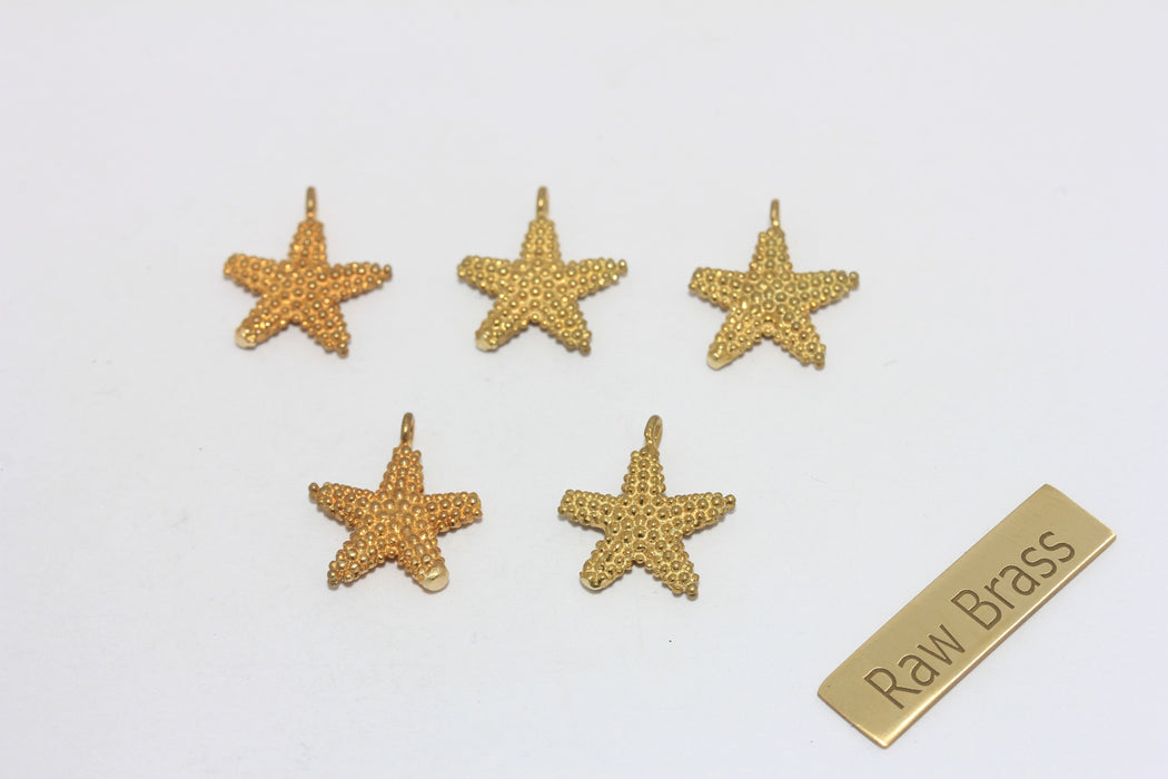 13x16mm Ham Pirinç Deniz Yıldızı, Deniz Yıldızı Takıları, Deniz Hayvanları, AE191