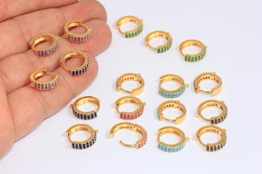 CZ Hoop Earrings, Micro Pave Huggie Hoops