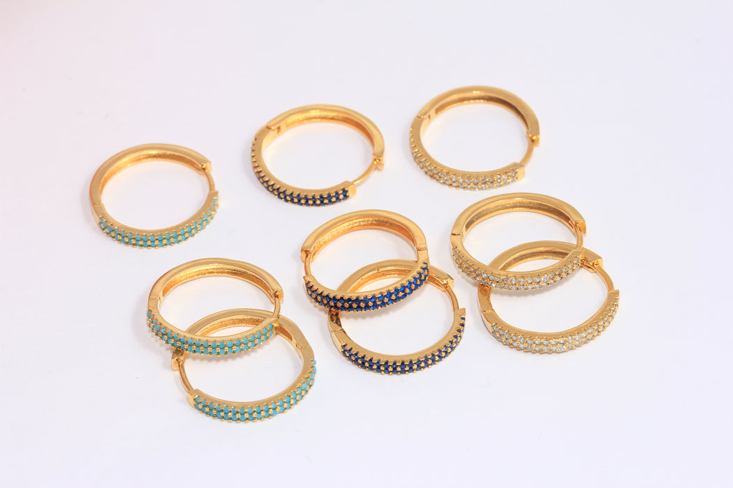 CZ Hoop Earrings, Micro Pave Huggie Hoops