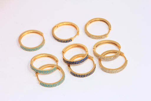 CZ Hoop Earrings, Micro Pave Huggie Hoops