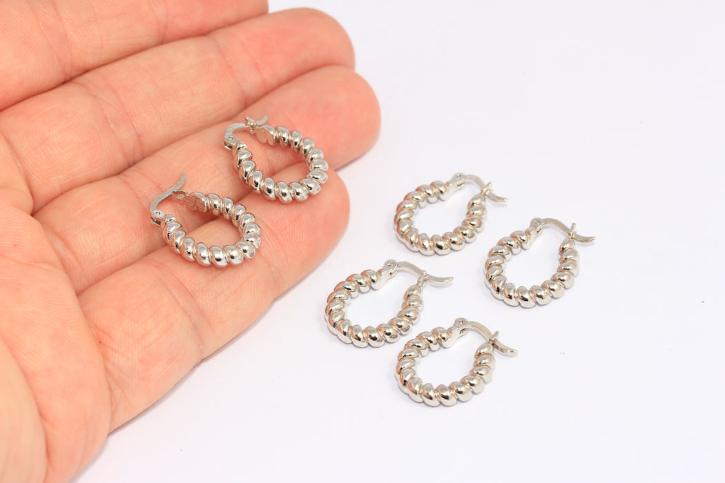 Lever Back Earrings, Braided Hoops