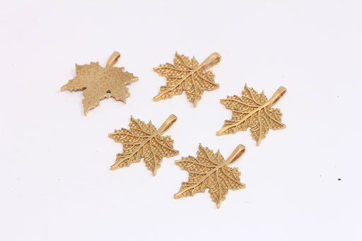 Brass Maple Leaf Charm