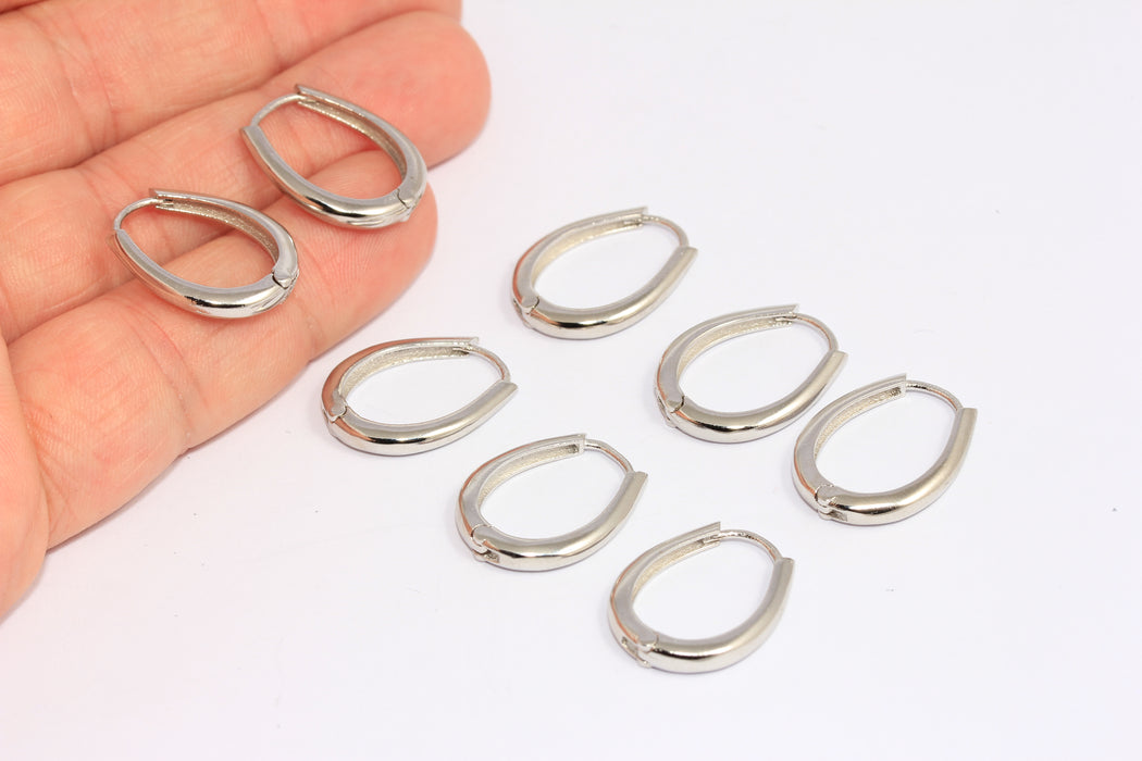 Oval Earrings, Oval Lever Back Hoops