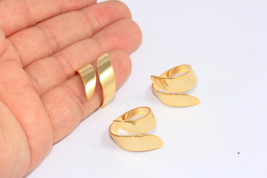 19-20mm 24k Shiny Gold Plated Wrap Around Rings, Wrapped Ring, CHK89-1