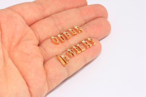 CZ Letter Charms, Micro Pave Letter Beads