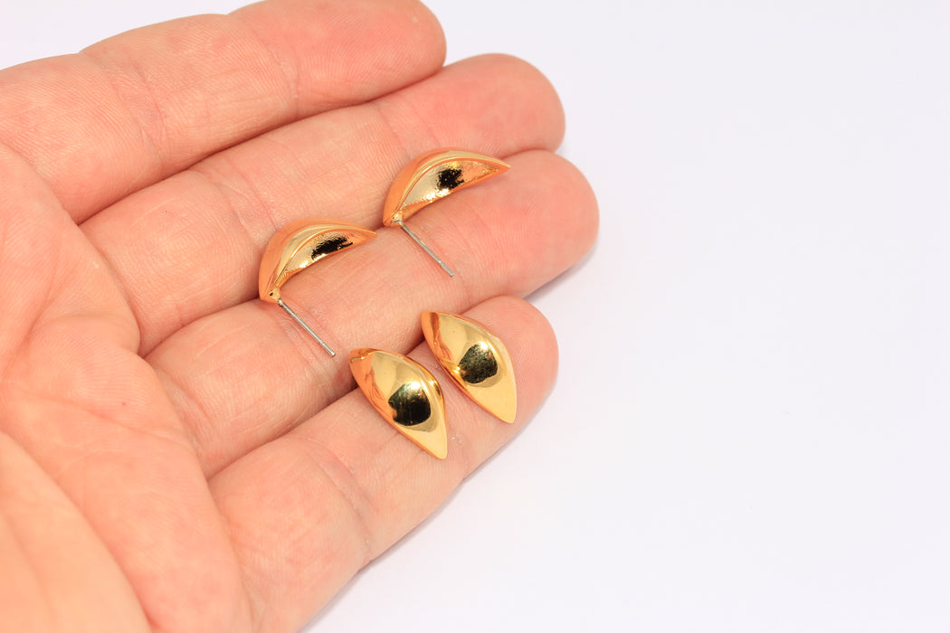 Stud Earrings, Gold Shell Studs