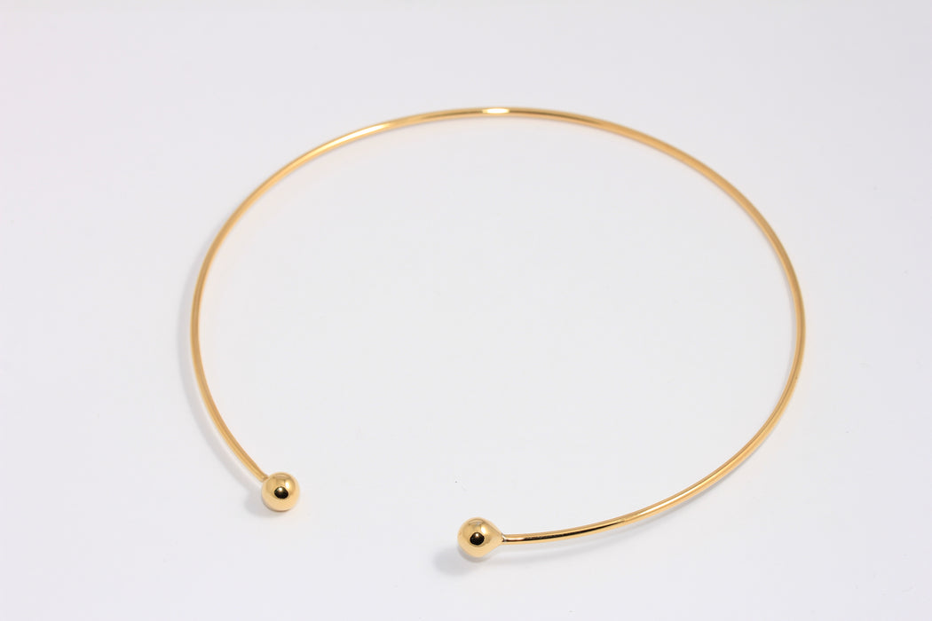 2mm 24k Shiny Gold Choker, Wire Choker Necklace, Adjustable Necklace, CHK328-1