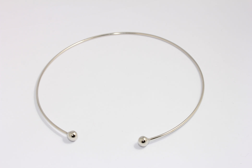 2mm Rhodium Plated Choker, Wire Choker Necklace, Adjustable Necklace, CHK328-2