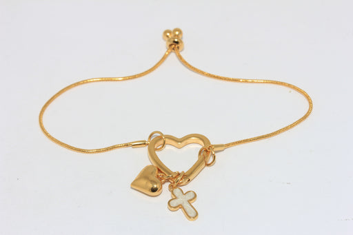 Adjustable Bracelet With Charms, Cross Charm Bracelet