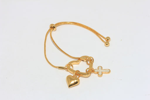 Adjustable Bracelet With Charms, Cross Charm Bracelet