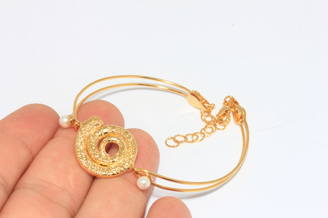 With Pearl Shell Charm, Wire Bracelet With Pearl