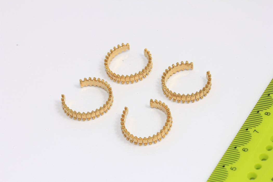 17mm Raw Brass Linear Vintage Rings, Adjustable Ring Settings, CHK414-2