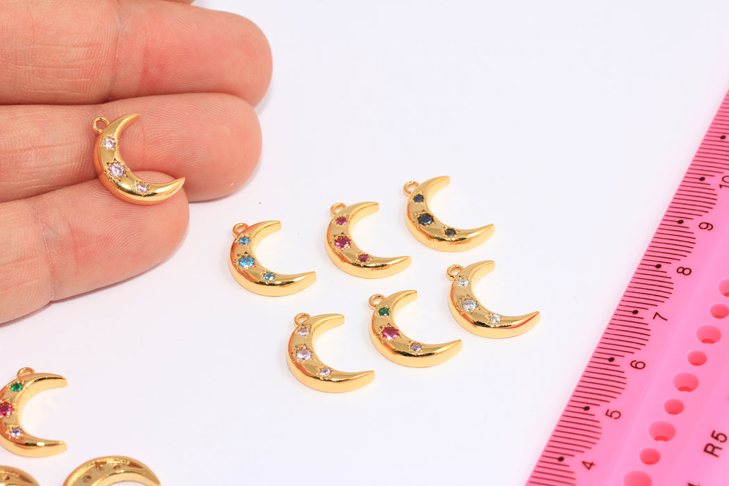 Shiny Gold Moon Charms