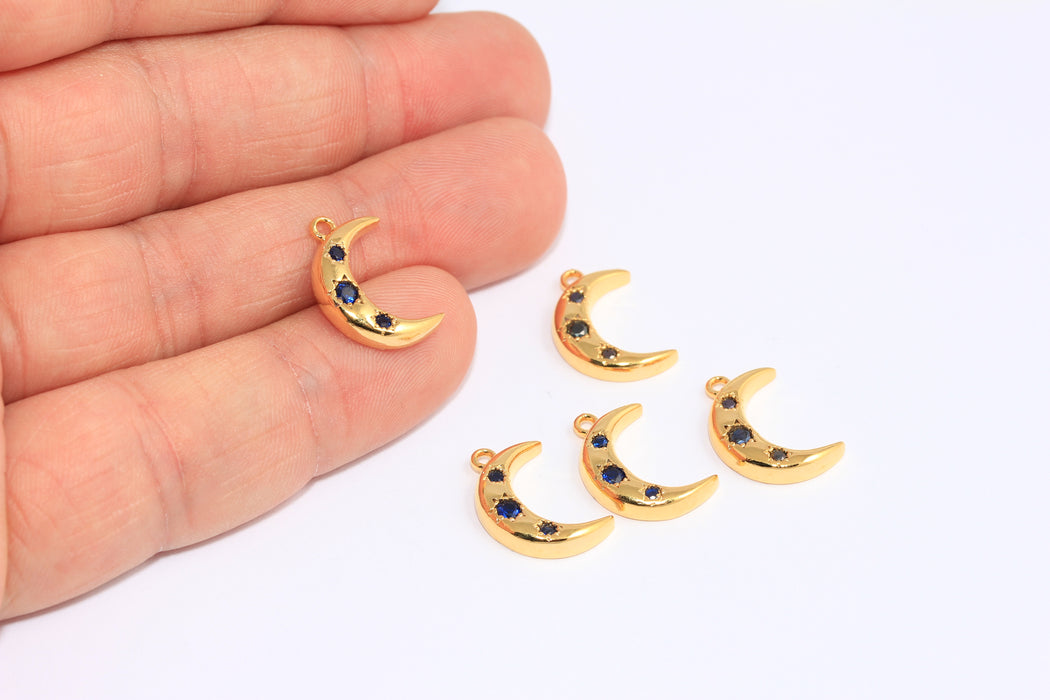 Shiny Gold Moon Charms