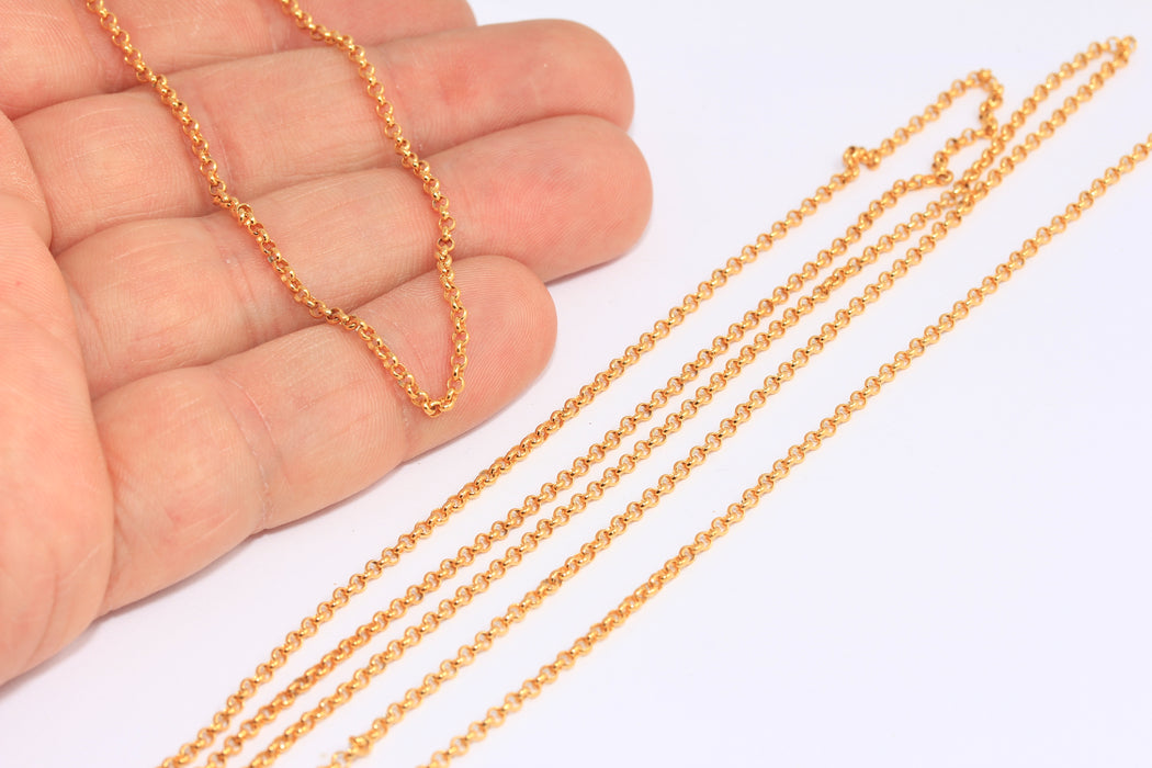 Catena Rolo saldata in oro lucido 24k da 2 mm, BXB61-2