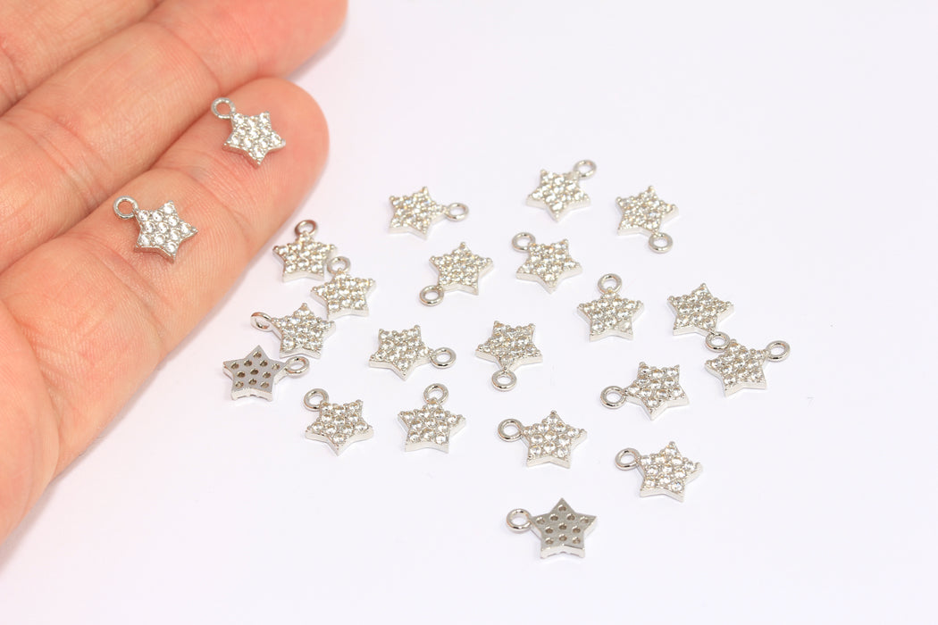 Rhodium Plated Star Charms