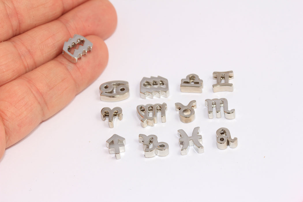 9x10mm Tüm Burçlar, Rodyum Kaplamalı Zodyak Takıları, Astroloji Takıları, HRF75-2