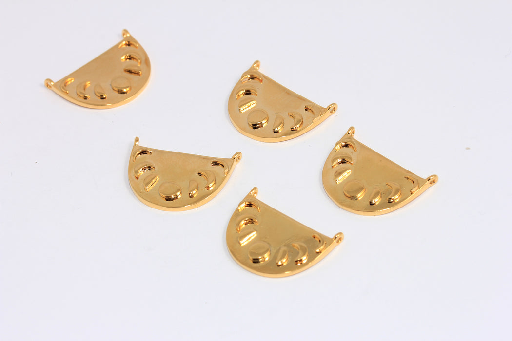 15x23mm 24 Ayar Parlak Altın Ay Evreleri Tılsımı, Yarım Daire Ay Kolye, BXB81-6