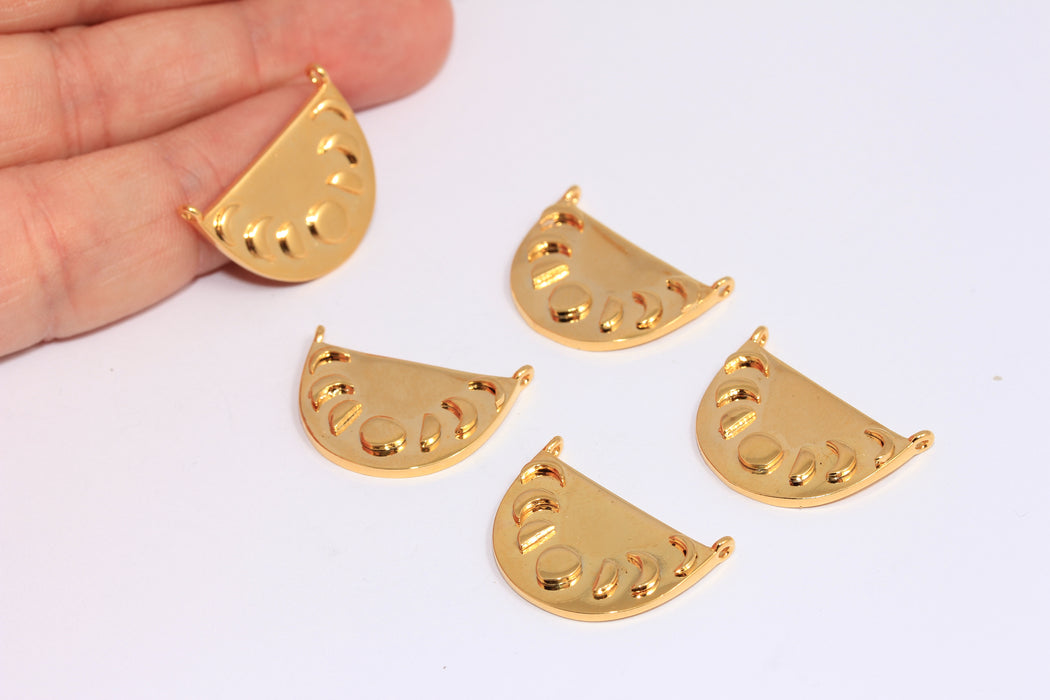 15x23mm 24k Shiny Gold Moon Phases Charm, Semicircle Moon Pendant, BXB81-6