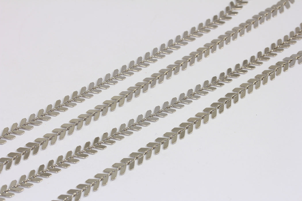 6mm Rhodium Plated Arrow Chains, Chevron Necklace Chain, BXB225
