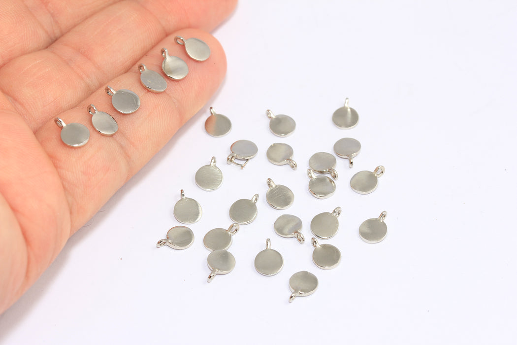 6 mm Rodyum Kaplamalı Madeni Para Takıları, Damgalama Disk Boncukları, BXB307-3
