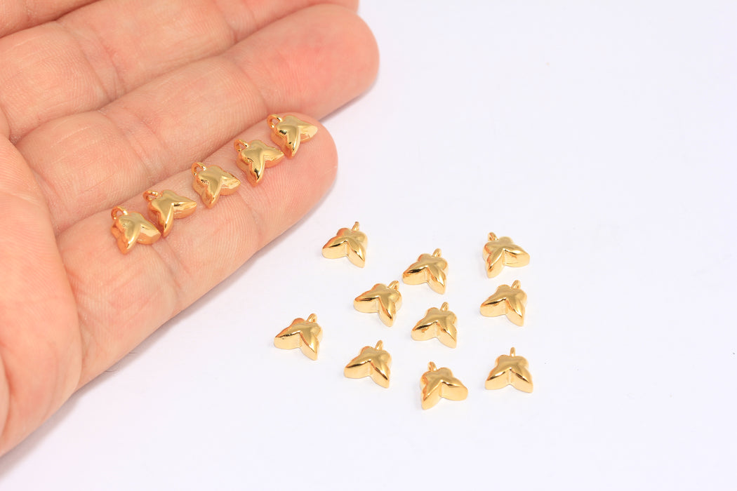 7mm 24k Shiny Gold Butterfly Charms, Mini Butterfly Beads, BXB175-5