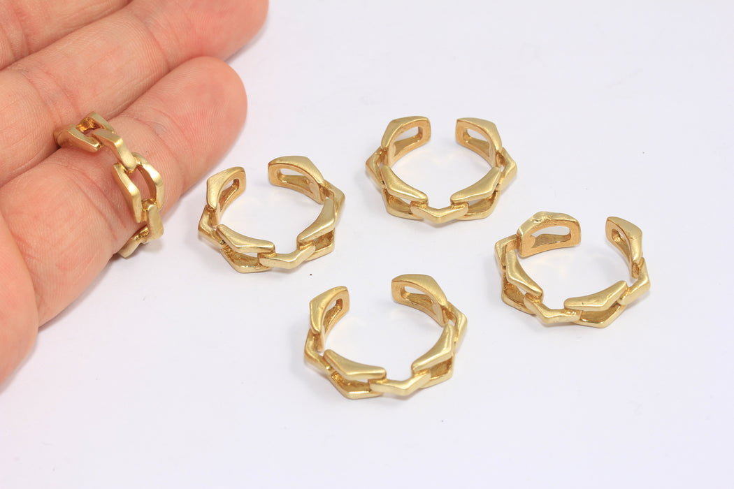 16-17mm Raw Brass Chain Ring, Thick Chain Style Ring, BXB175-3