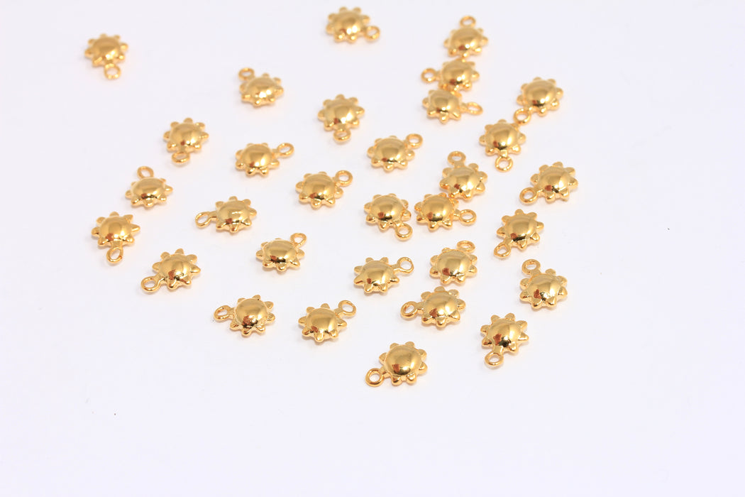 7 mm 24 Ayar Parlak Altın Güneş Boncukları, Mini Güneş Bileklikleri, BXB175-7