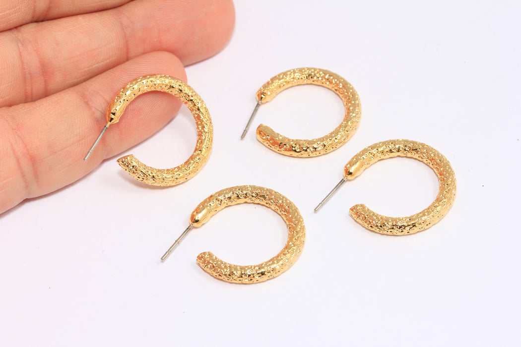 Hammered Hoop Earrings, Midi Hoop Earrings