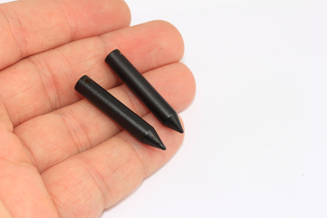 6x35mm Mat Siyah Kaplama Mermi Tılsımları, Sarkaçlı Kolye, ETS36
