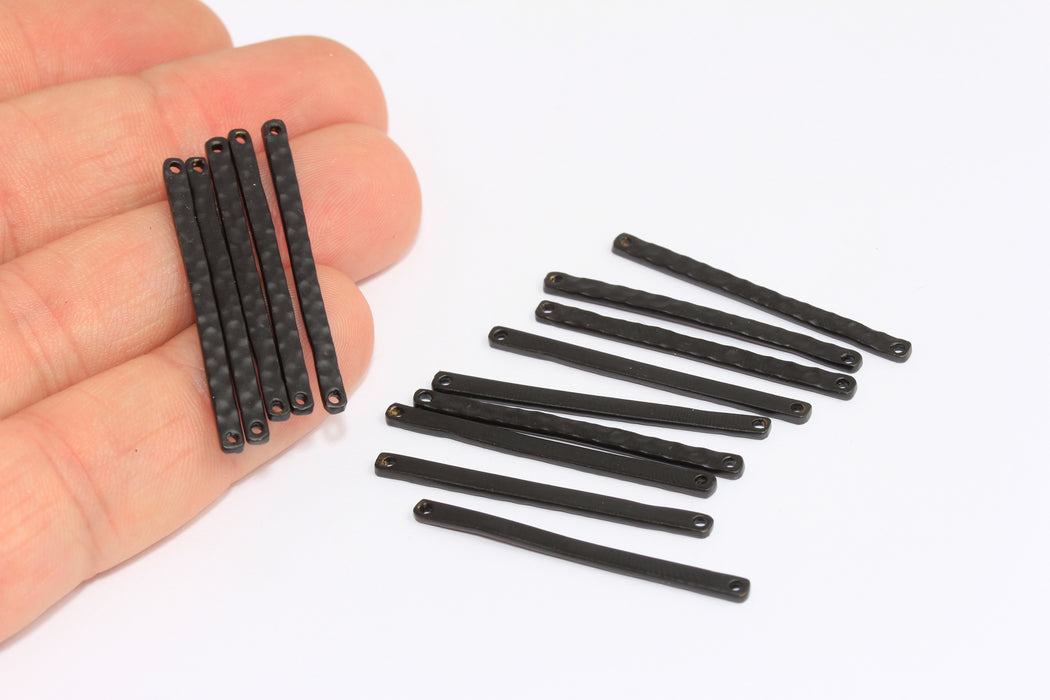 2,5x37mm Mat Siyah Kaplama İki Delikli Çubuk, Çekiçle Dövülmüş Bilezik Takıları, ETS72