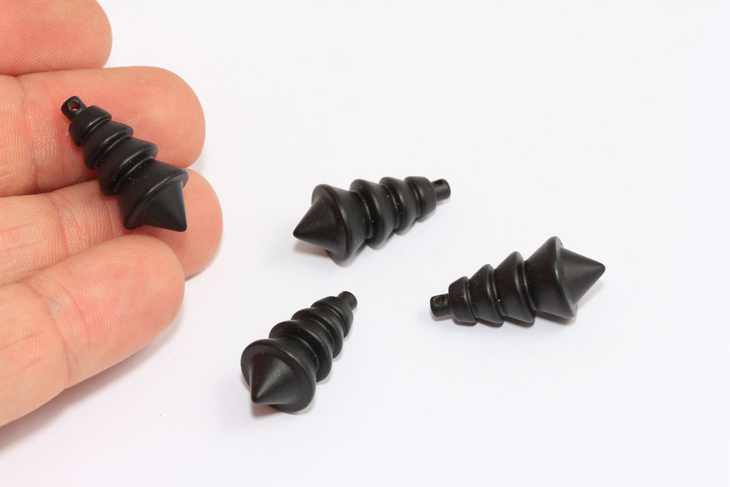 12x26mm Mat Siyah Kaplamalı Sivri Uçlu Kolye, Sivri Uçlu Kolyeler, ETS4