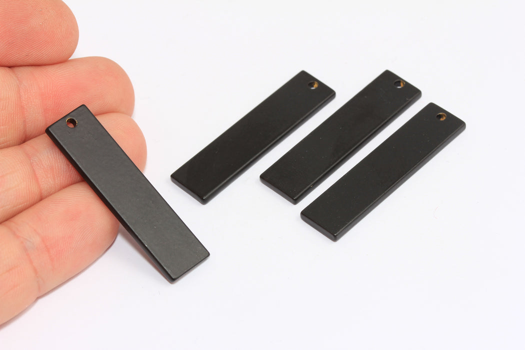 10x40mm Mat Siyah Kaplamalı Çubuk Kolye, Dikey Kolye Çubuğu Tılsımı, ETS67