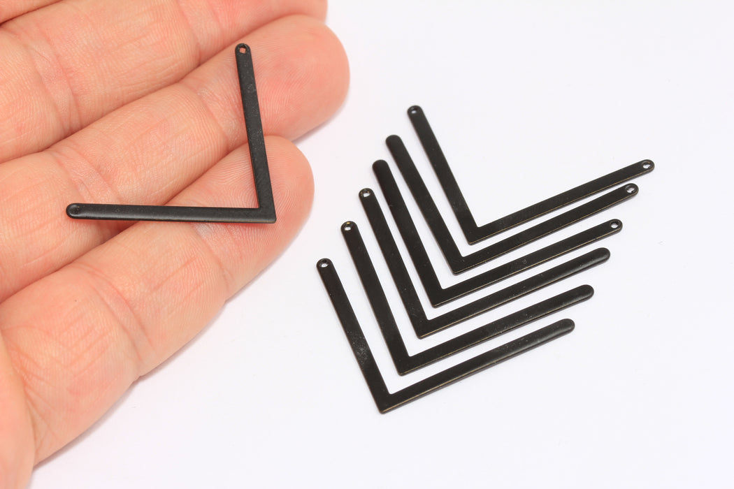 2x40 mm Siyah Kaplamalı Chevron Kolye, Küçük Zikzak Chevron Kolye, ETS125