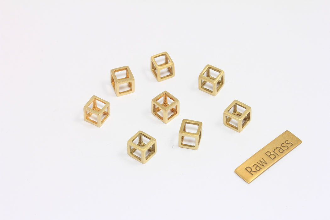 5 mm Ham Pirinç Küp Takılar, Küp Kolye, Açık Küp Takılar, Geometrik Kolye, 3D Küp, Kolye, Ham Pirinç Bulgular, FK, SOM61