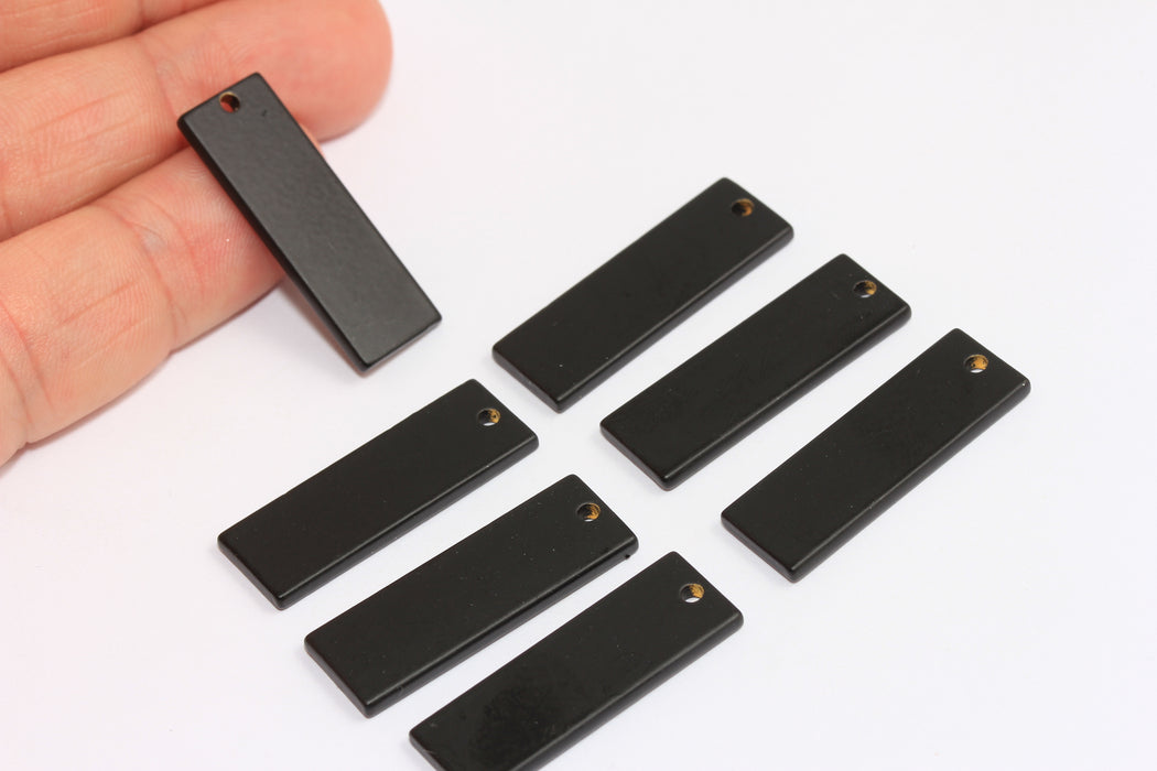 10x30mm Mat Siyah Kaplamalı Çubuk Kolye, Dikey Kolye Çubuğu Tılsımı, ETS66