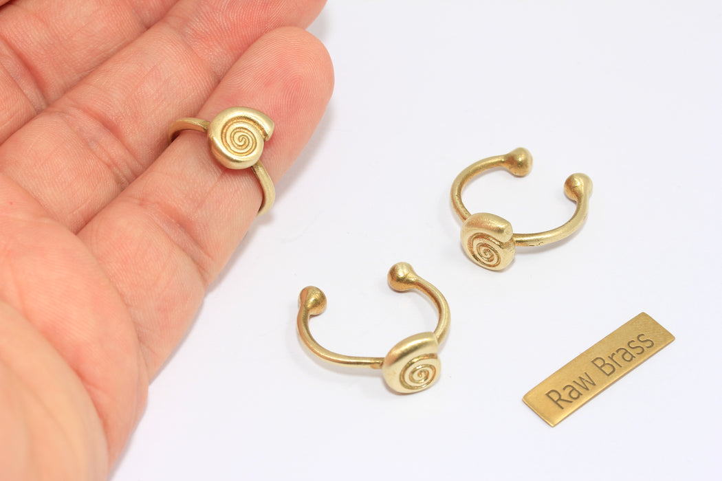 17-18mm Raw Brass Shell Rings, Adjustable Shell Statement Rings, ZPR306