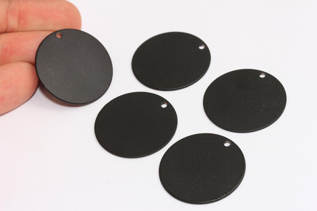 28 mm Mat Siyah Kaplamalı Madeni Para Takıları, Kişiselleştirilmiş Disk Takıları, ETS135