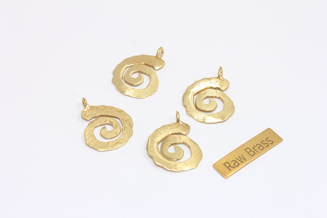 19mm Raw Brass Sea Shell Charm, Seashell Charm, Seashell Necklace Pendant, Shrimp Pendant, ZPR273
