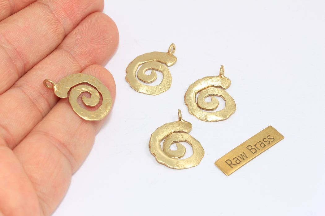19mm Raw Brass Sea Shell Charm, Seashell Charm, Seashell Necklace Pendant, Shrimp Pendant, ZPR273