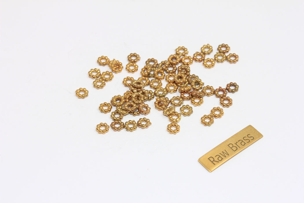 2,5x5 mm Ham Pirinç Çiçek Boncukları, Ara Boncuklar, MLS1078 Konnektör