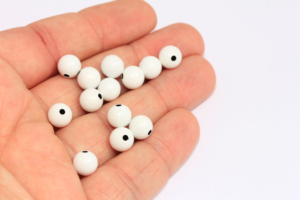 8mm White Plated Ball Beads, Hollow Ball Pendant, ETS76