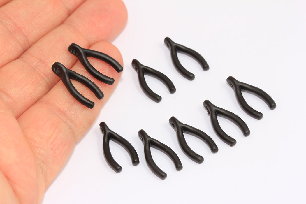 10x20 mm Mat Siyah Kaplamalı Salıncak Kolye, Siyah Şanslı Tılsımlar, ETS73