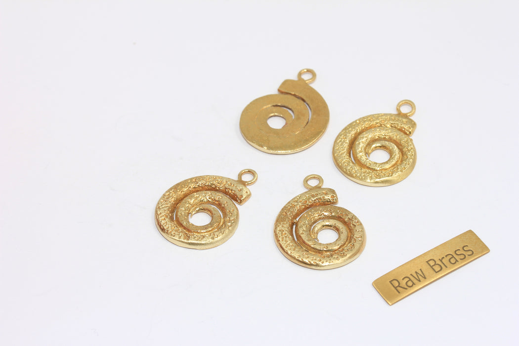 18x20mm Raw Brass Sea Shell Charm, Seashell Charm, Seashell Necklace Pendant, Shrimp Pendant, ZPR281