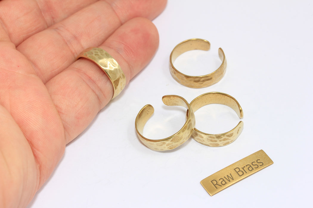 18mm Raw Brass Rings, Adjustable Ring Settings, Wide Band Rings, Domed Cuff Rings, ZPR305