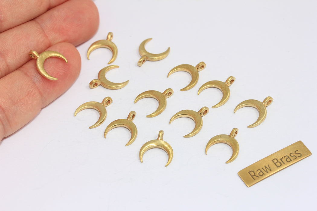 13x15mm Ham Pirinç Boynuz Takılar, Kolye, Ayarlar, AE196