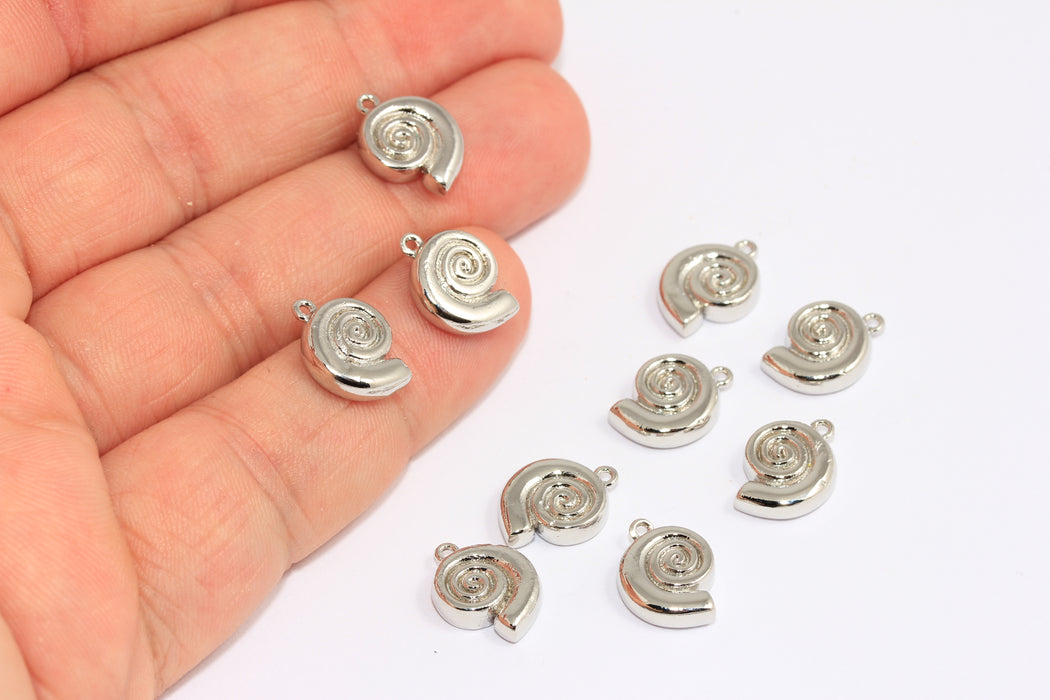 10x12 mm Rodyum Kaplama Deniz Kabuğu Charm, Deniz Kabuğu Boncukları, Deniz Hayvanları, BXB257-4